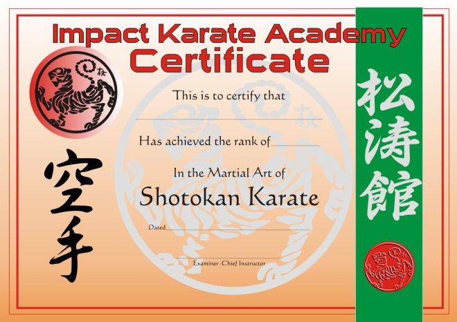 certificate - shotokan